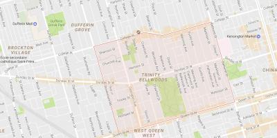 Zemljevid Trojice–Bellwoods sosedske Torontu