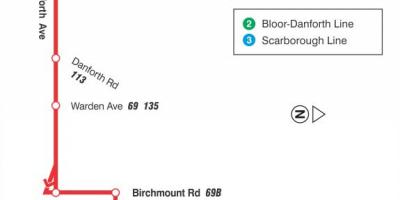 Zemljevid TTC 20 Cliffside avtobus pot v Torontu