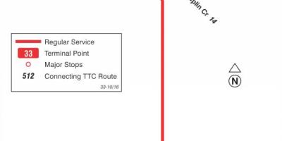 Zemljevid TTC 33 Forest Hill avtobus pot v Torontu