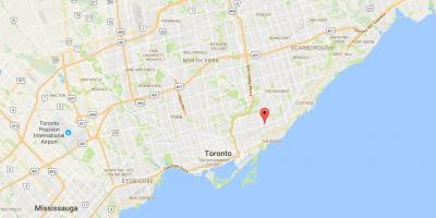 Zemljevid Vzhodu Danforth okrožno Torontu