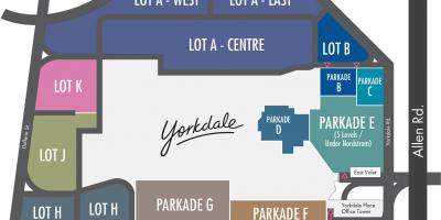 Zemljevid Yorkdale Nakupovalni Center parkirišče